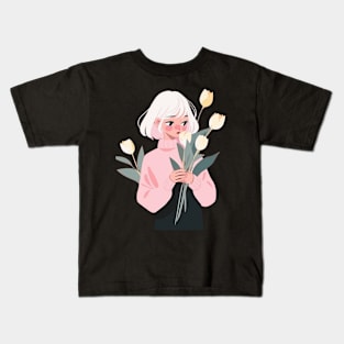 Floral Harmony Girl Kids T-Shirt